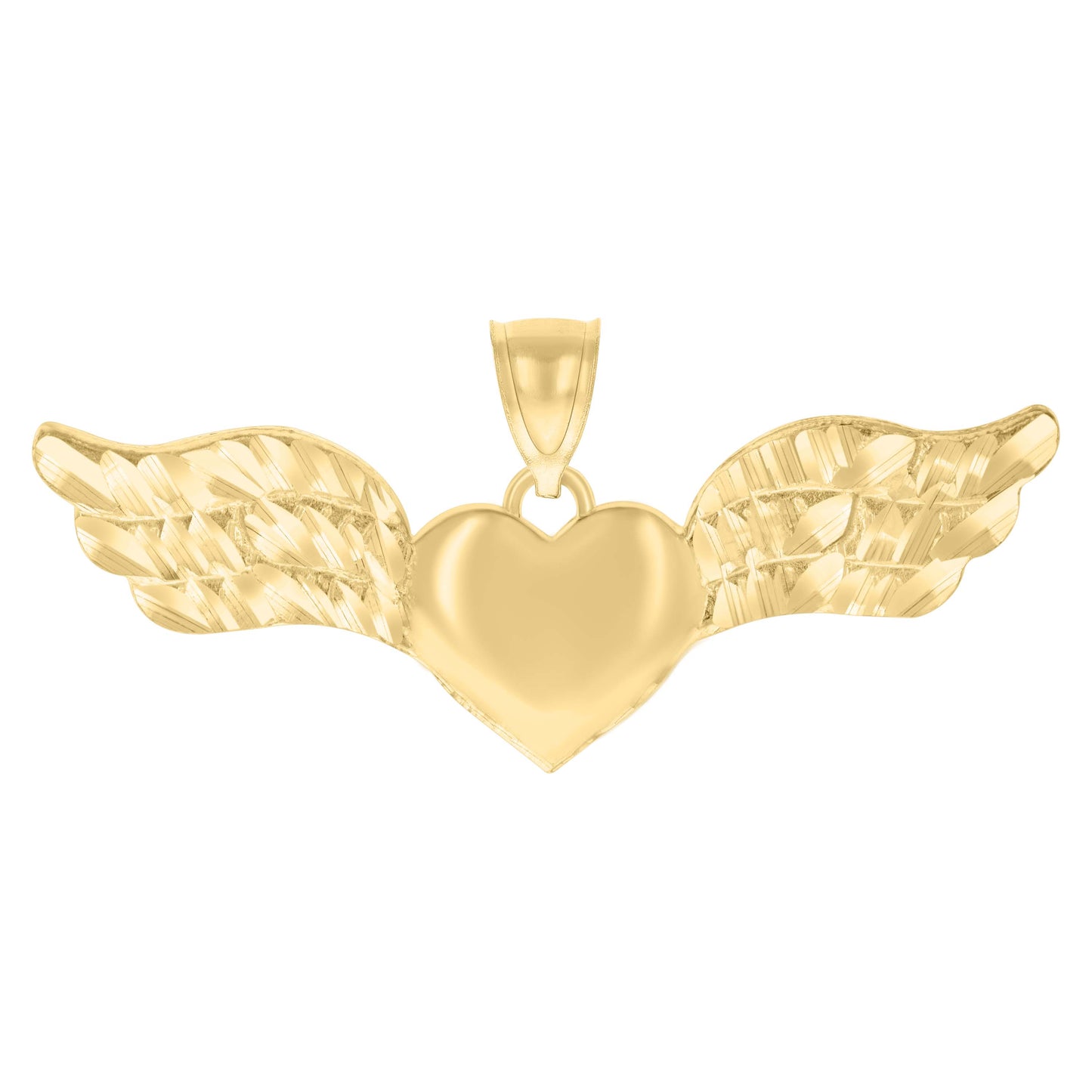 10k Yellow Gold Womens Flying Heart Charm Pendant