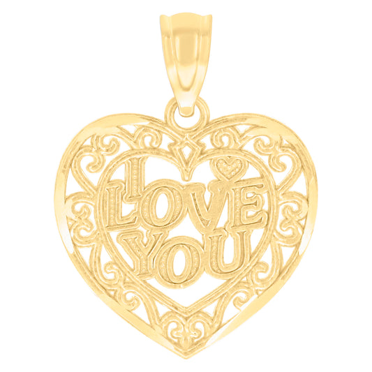 10k Yellow Gold Womens I Love You Heart Charm Pendant