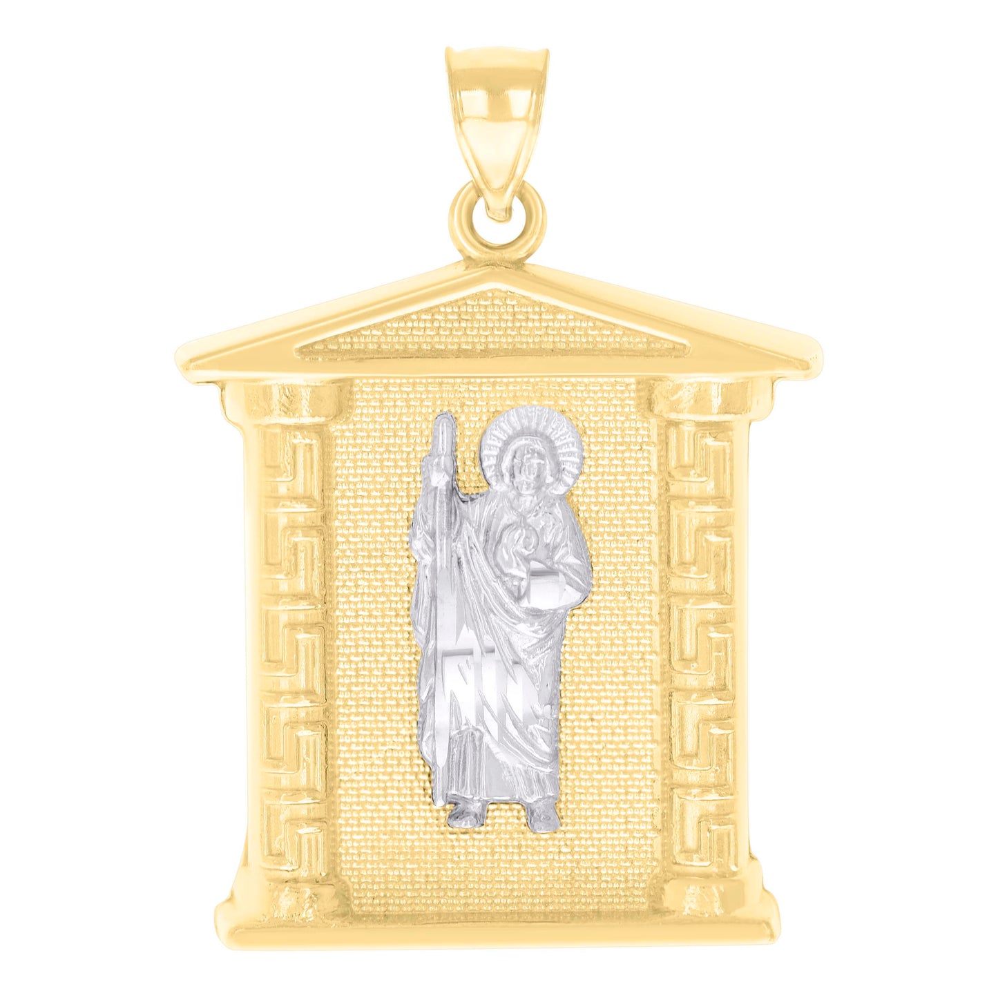 10k Two tone Gold Mens St. Jude Religious Charm Pendant