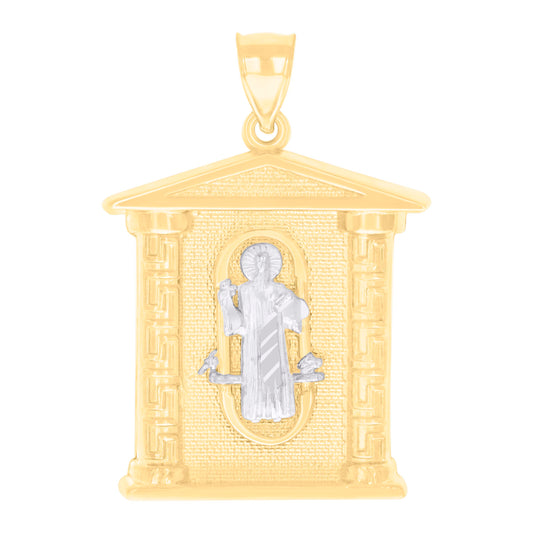 10kt Two-tone Gold Mens St. Benedict Religious Pendant