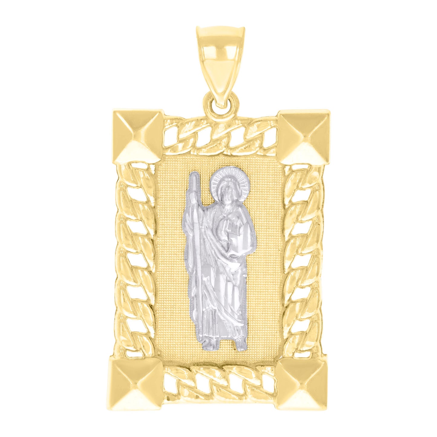 10k Two tone Gold Mens St. Jude Religious Charm Pendant