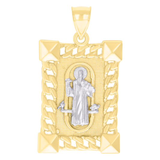 10kt Two-tone Gold Mens St. Benedict Religious Pendant