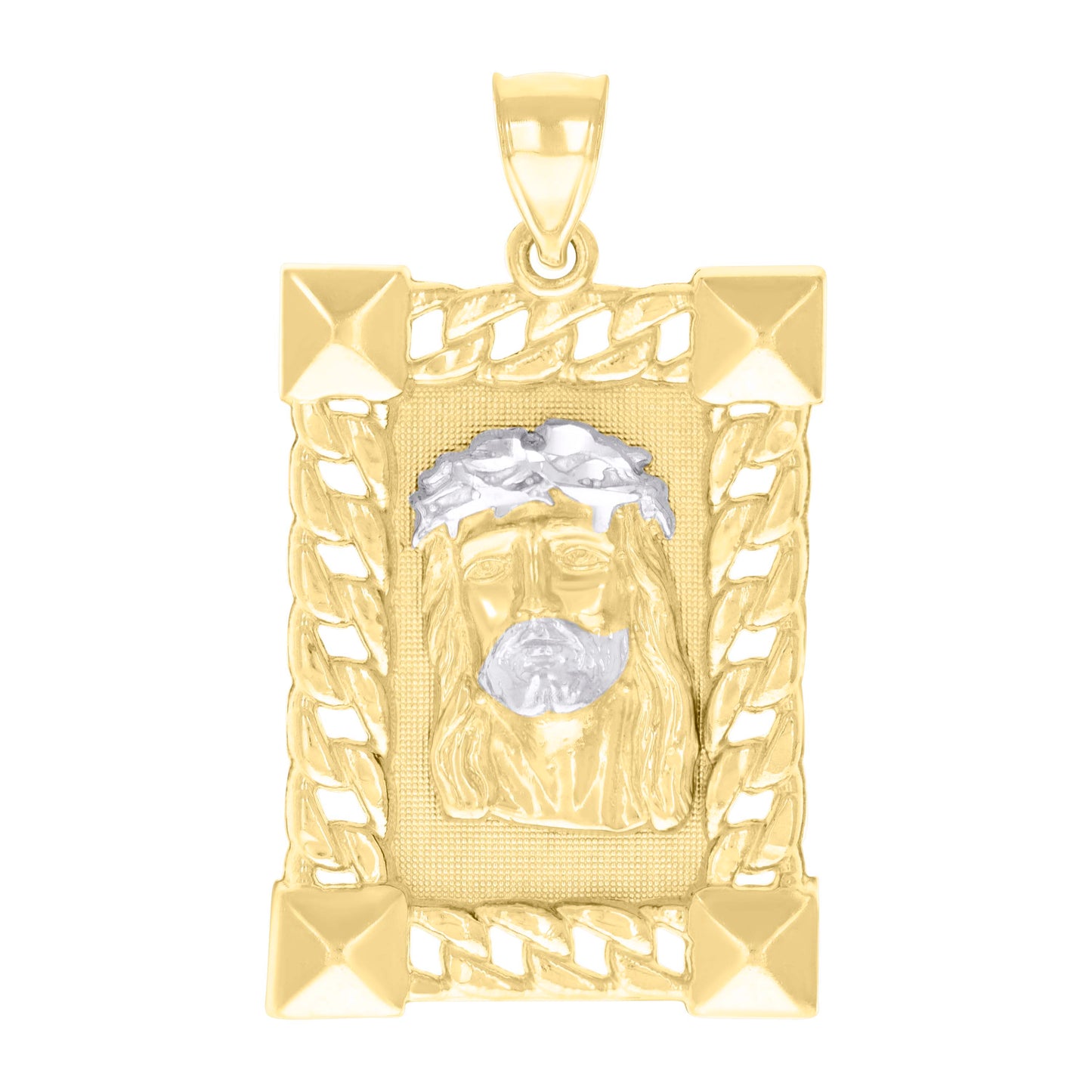 10kt Two-tone Gold Mens Jesus Religious Charm Pendant