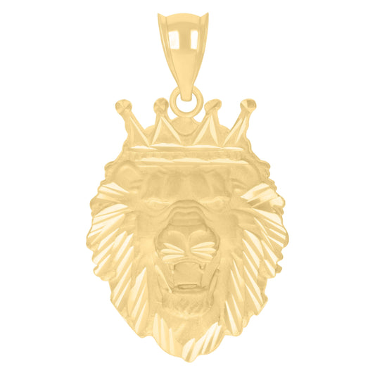 10k Yellow Gold Mens Leo/Lion Head Animal Wildlife Charm Pendant