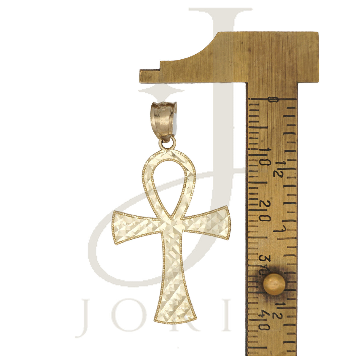 10k Yellow Gold Unisex Egyptian Ankh Cross Religious Charm Pendant