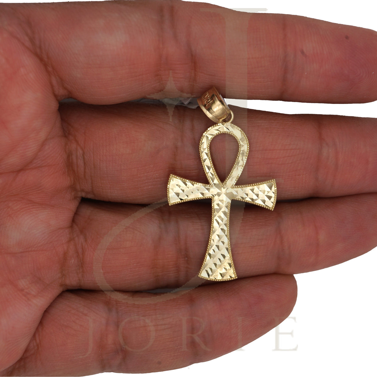 10k Yellow Gold Unisex Egyptian Ankh Cross Religious Charm Pendant