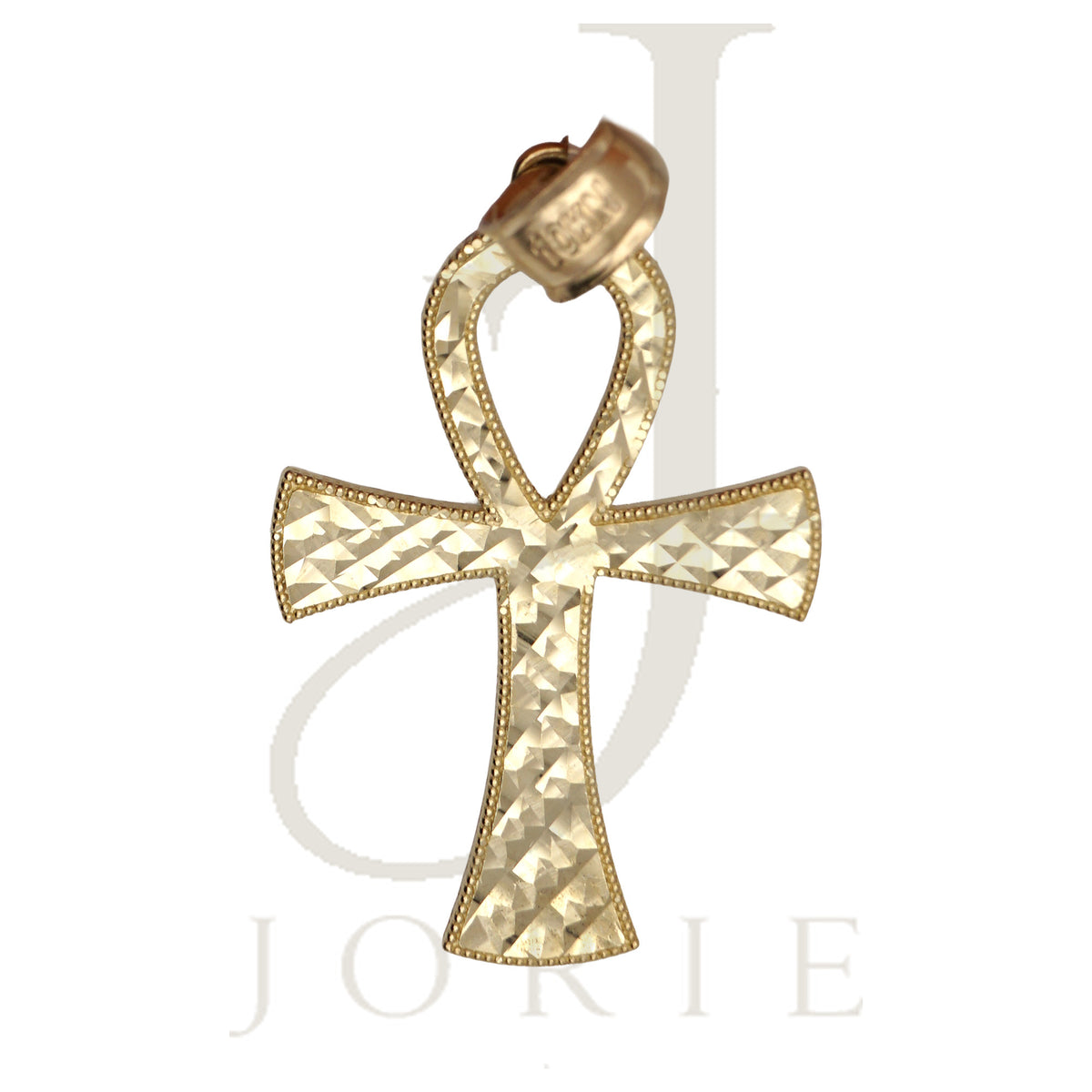 10k Yellow Gold Unisex Egyptian Ankh Cross Religious Charm Pendant