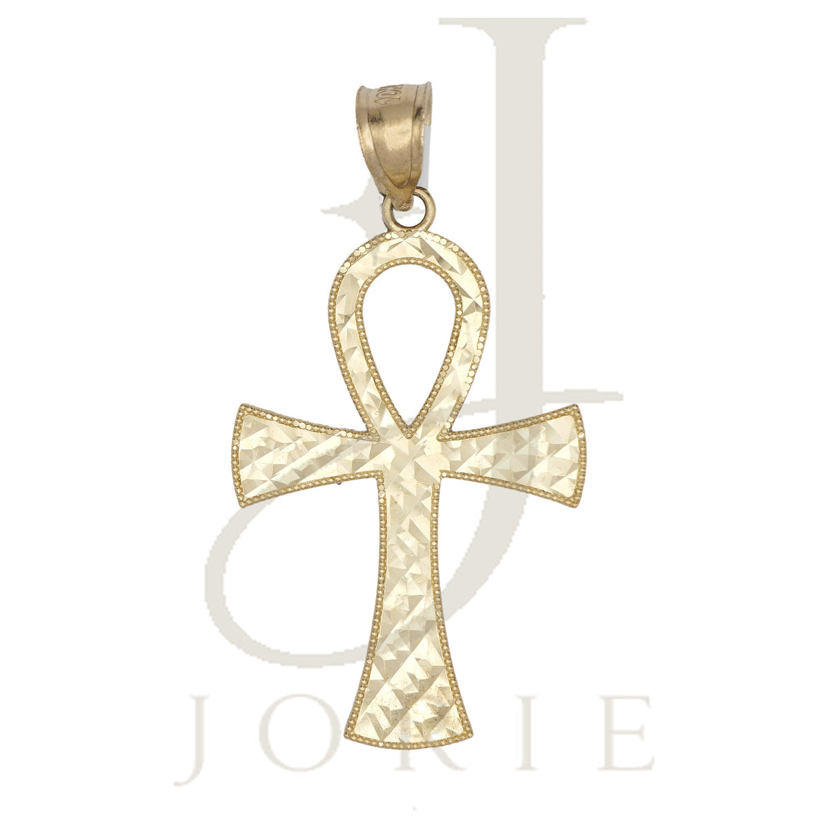 10k Yellow Gold Unisex Egyptian Ankh Cross Religious Charm Pendant