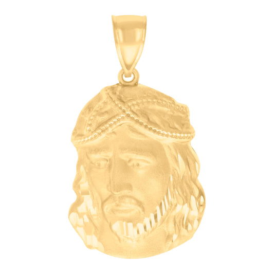 10k Yellow Gold Mens Jesus Religious Charm Pendant