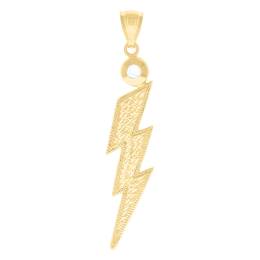 10k Yellow Gold Unisex Cubic Zirconia Lightning Bolt Fashion Pendant
