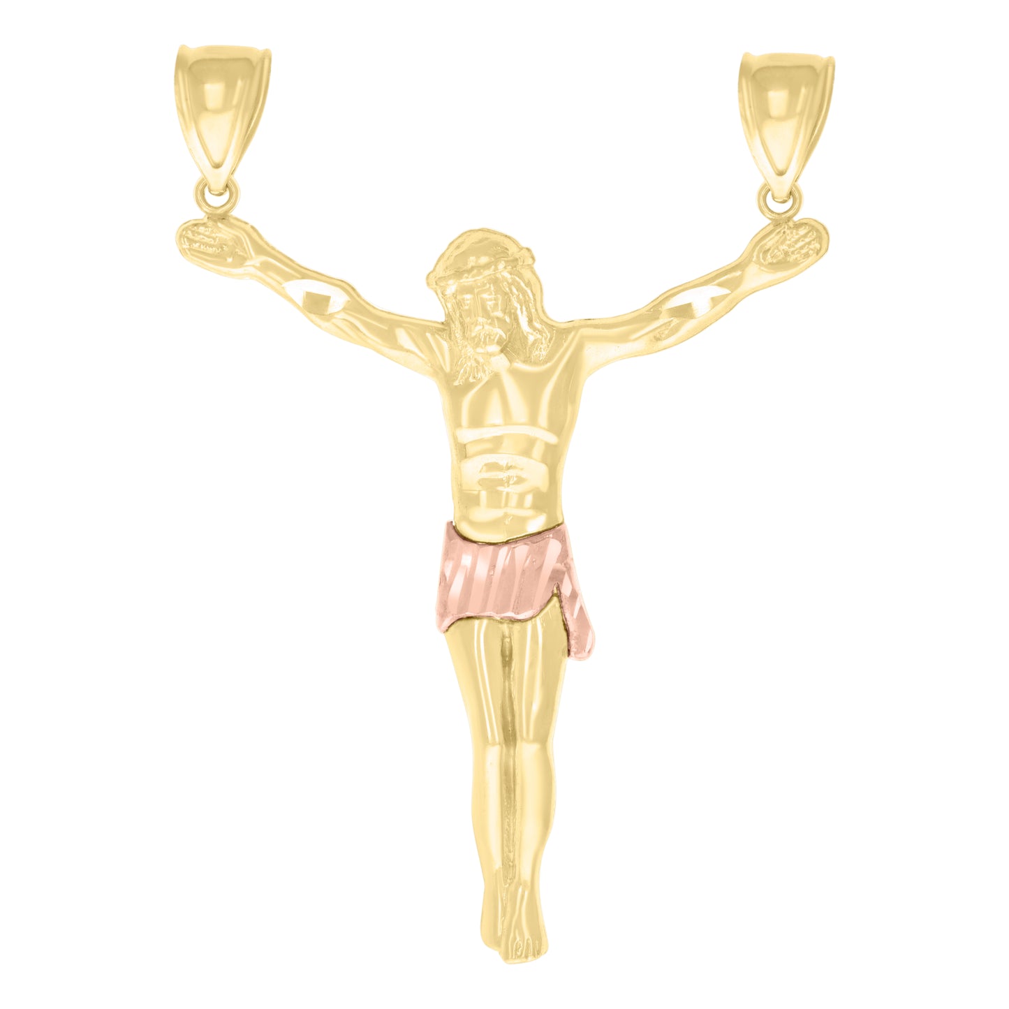 10k Two tone Gold Mens Jesus Christ Body Religious Charm Pendant
