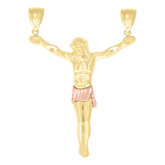 10k Two tone Gold Mens Jesus Christ Body Religious Charm Pendant