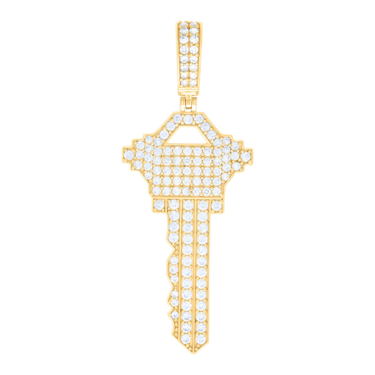 10k Yellow Gold Mens Cubic Zirconia Key Lock & Key Charm Pendant