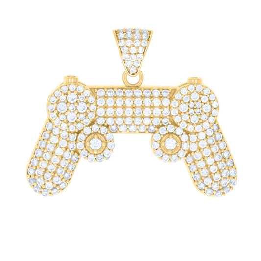 10k Yellow Gold Mens Cubic Zirconia Game Console Fashion Charm Pendant