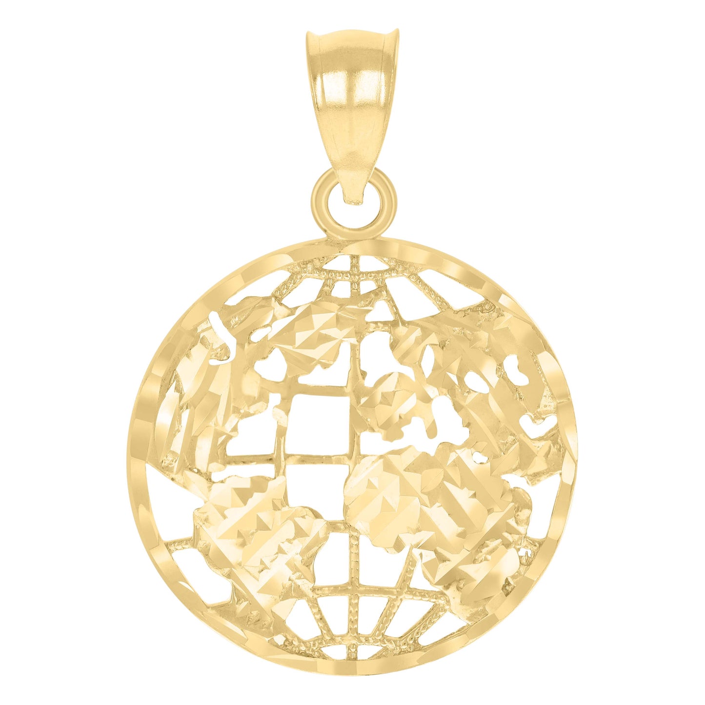 10k Yellow Gold Unisex World Map Charm Pendant