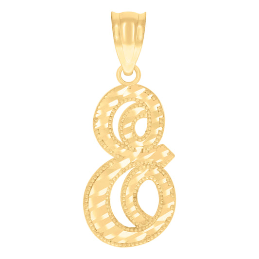 10k Yellow Gold Unisex Initial E Script Alphabet Charm Pendant