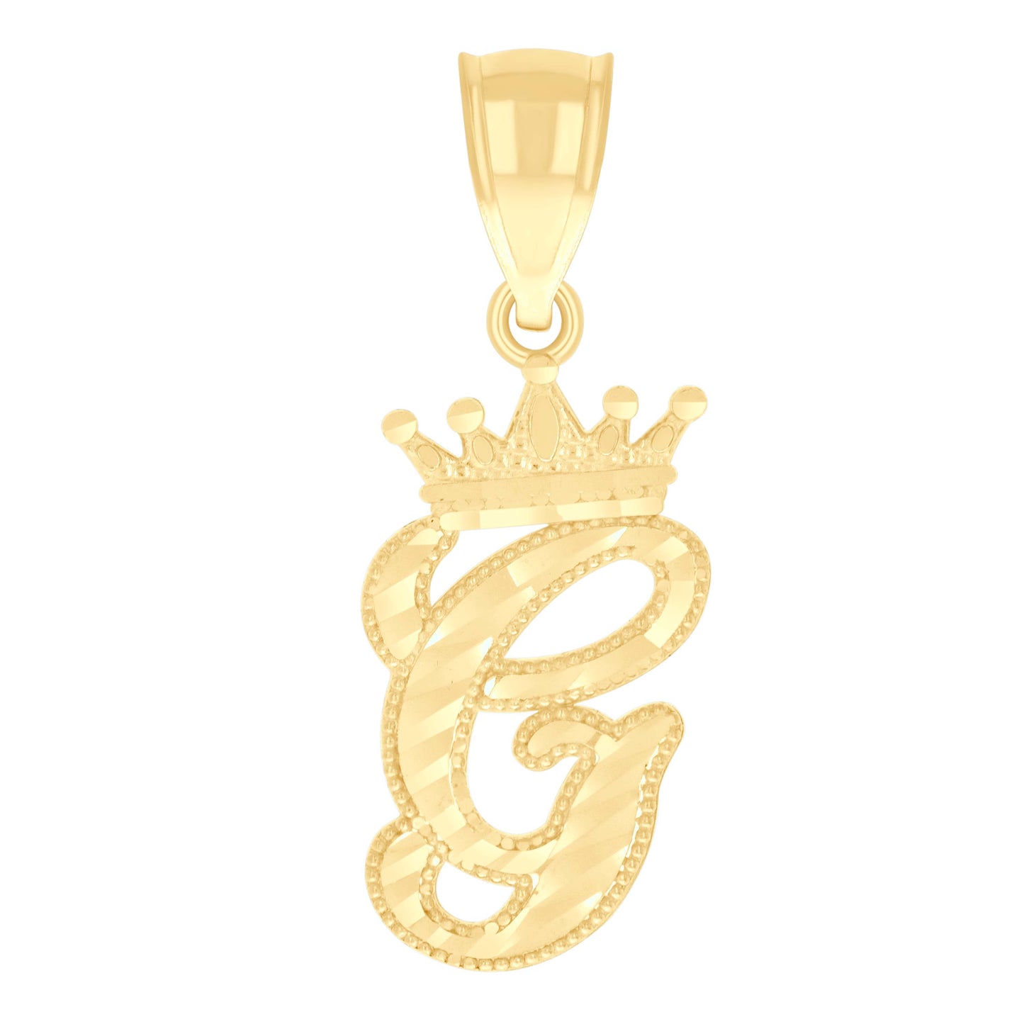 10k Yellow Gold Unisex Crown G Alphabet Initial Charm Pendant