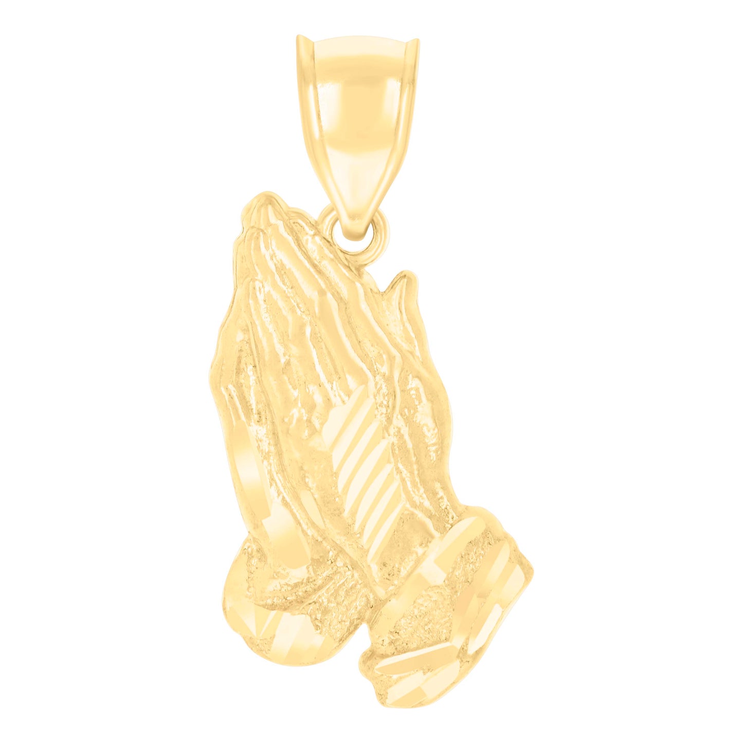 10kt Yellow Gold Unisex Praying Hands Symbol Religious Charm Pendant