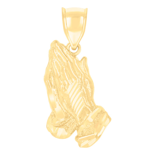 10kt Yellow Gold Unisex Praying Hands Symbol Religious Charm Pendant