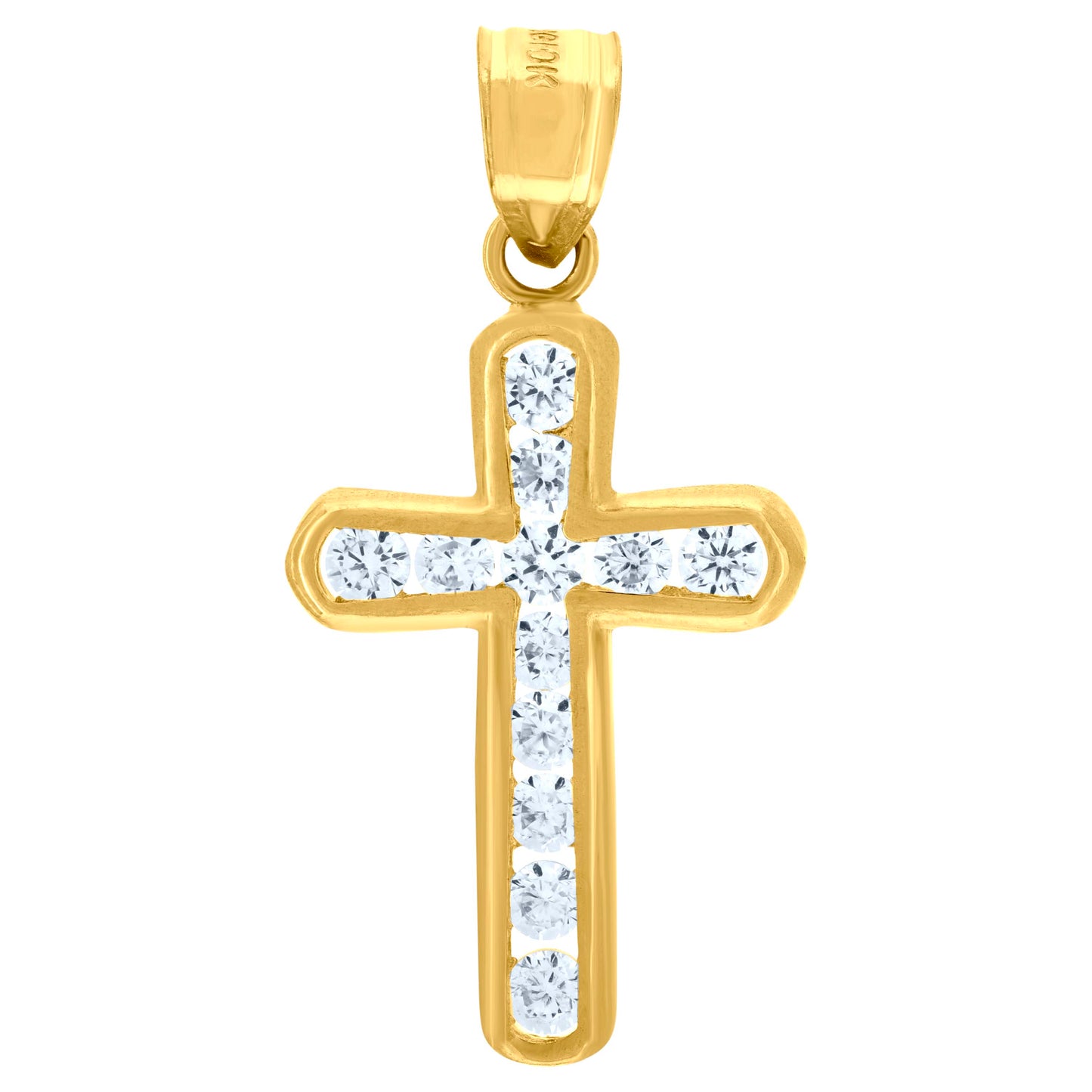 10kt Yellow Gold Womens Round Cubic Zirconia Cubic-Zirconia Cross Pendant