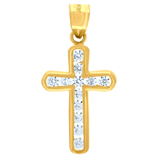 10kt Yellow Gold Womens Round Cubic Zirconia Cubic-Zirconia Cross Pendant