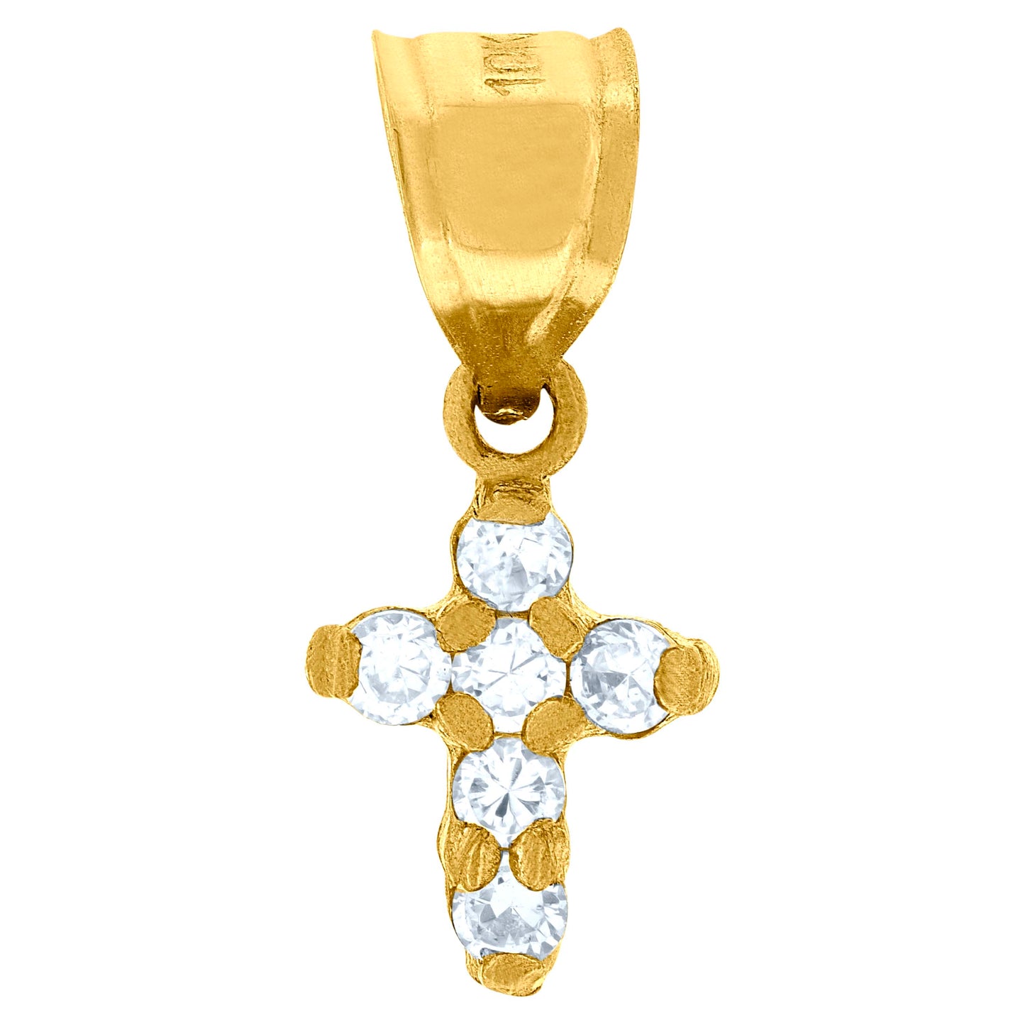 10kt Yellow Gold Unisex Cubic Zirconia Cubic-Zirconia Cross Religious Charm Pendant