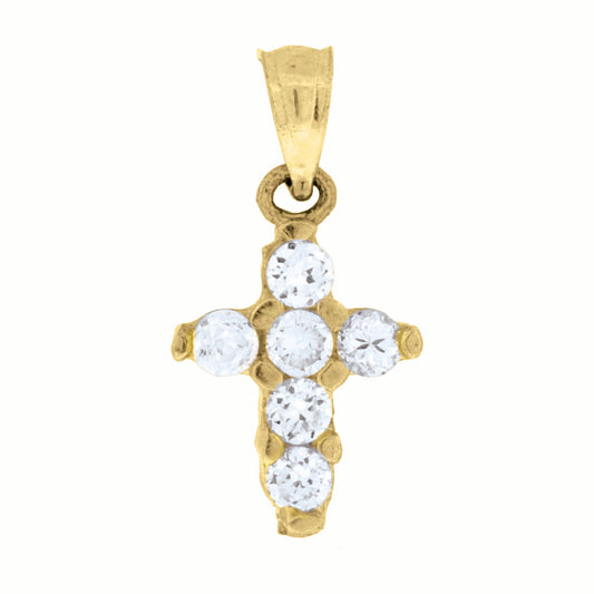 10kt Yellow Gold Womens Round Cubic Zirconia Cubic-Zirconia Cross Pendant