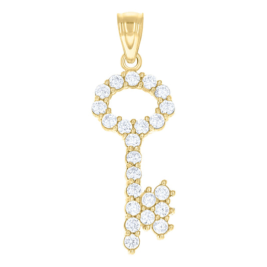 10k Yellow Gold Unisex Cubic Zirconia Key To My Heart Charm Pendant