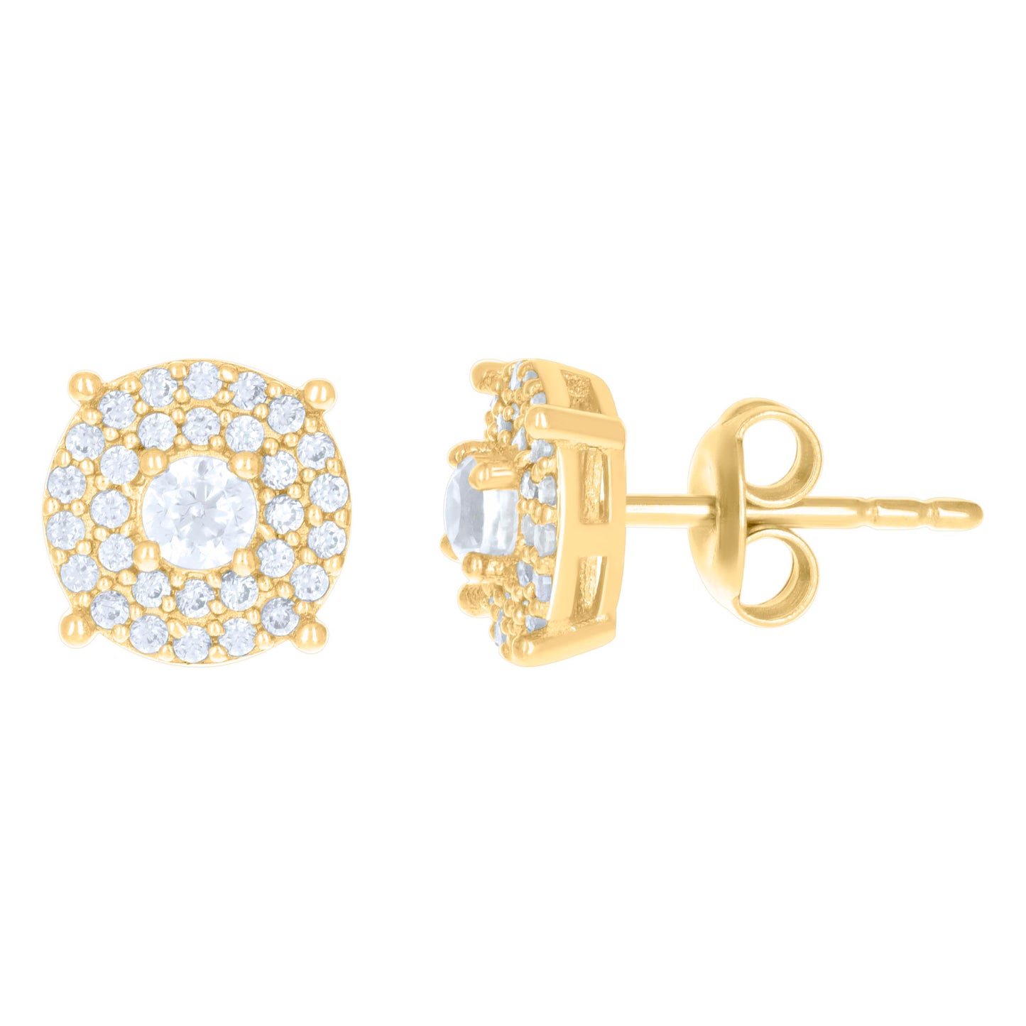 10k Yellow Gold Womens Cubic Zirconia Fashion Stud Earrings