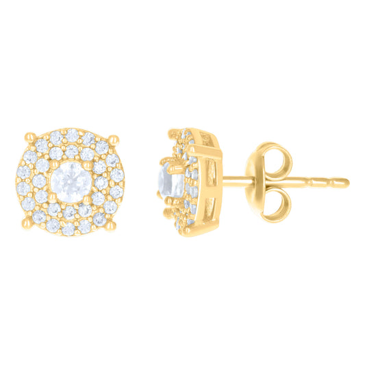 10k Yellow Gold Womens Cubic Zirconia Fashion Stud Earrings