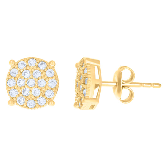 10k Yellow Gold Womens Cubic Zirconia Fashion Stud Earrings