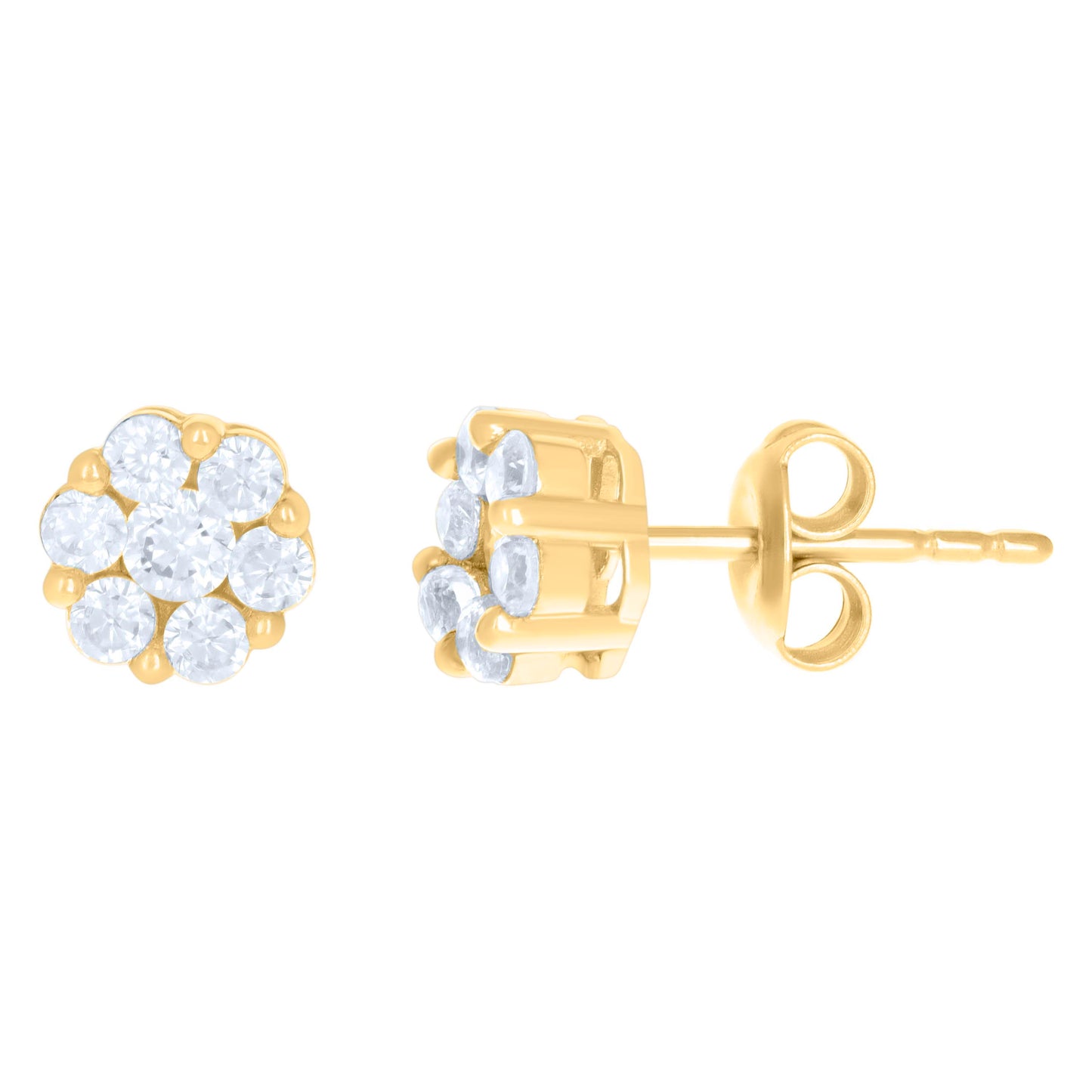 10k Yellow Gold Womens Cubic Zirconia Flower Fashion Stud Earrings