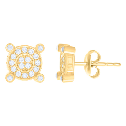 10k Yellow Gold Womens Cubic Zirconia Fashion Stud Earrings