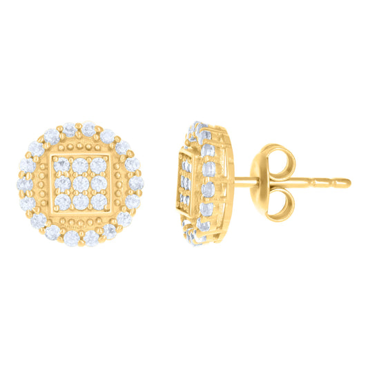 10k Yellow Gold Womens Cubic Zirconia Fashion Stud Earrings