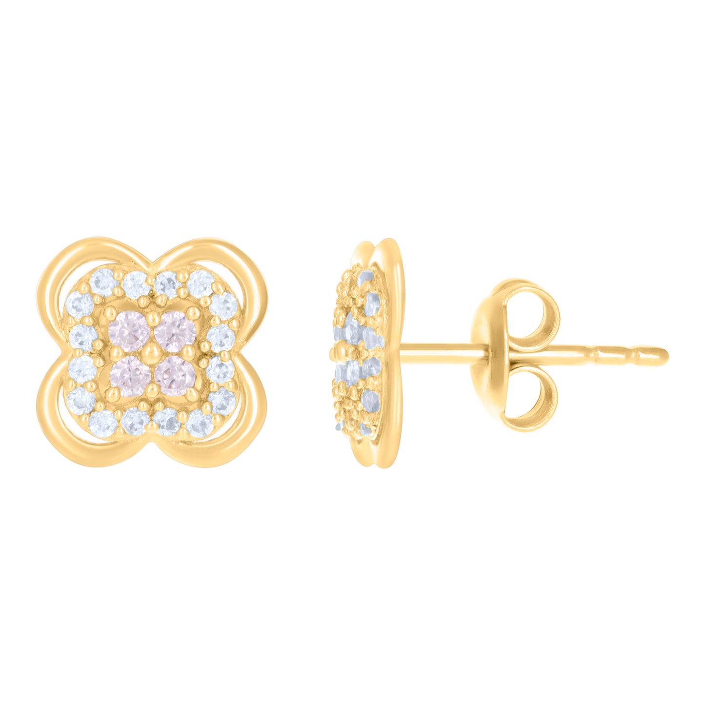 10k Yellow Gold Womens Cubic Zirconia Fashion Stud Earrings