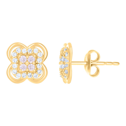 10k Yellow Gold Womens Cubic Zirconia Fashion Stud Earrings