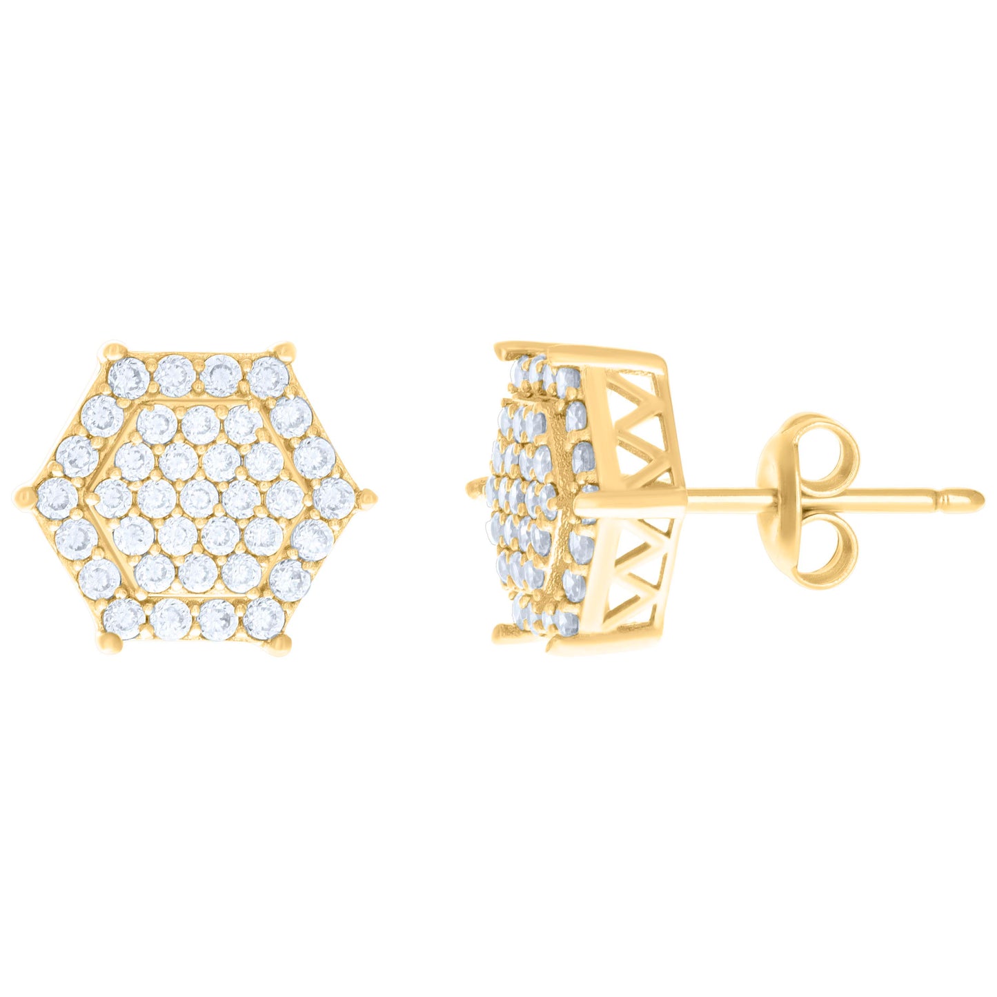 10k Yellow Gold Womens Cubic Zirconia Fashion Stud Earrings