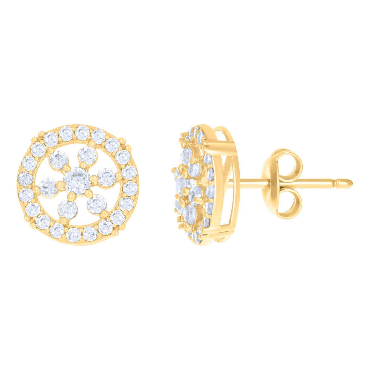10k Yellow Gold Womens Cubic Zirconia Fashion Stud Earrings