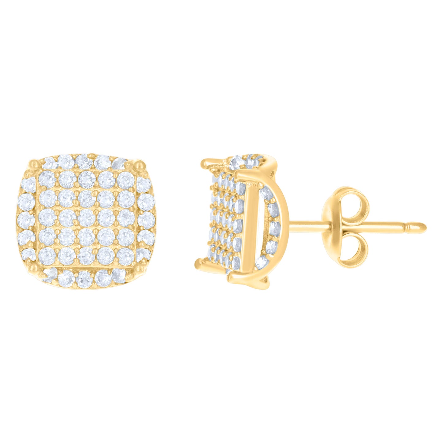 10k Yellow Gold Womens Cubic Zirconia Square Fashion Stud Earrings