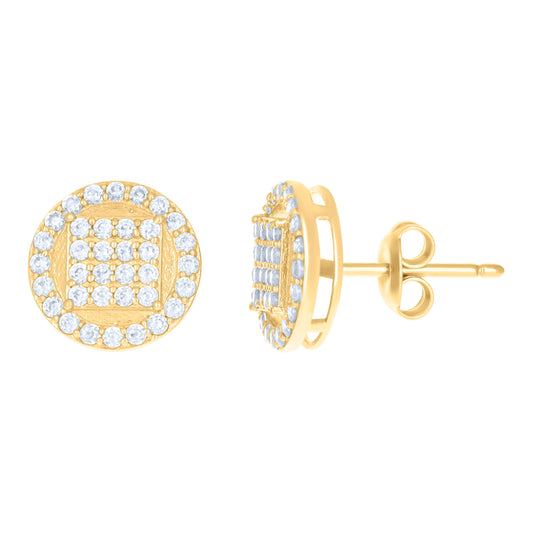 10k Yellow Gold Womens Cubic Zirconia Fashion Stud Earrings