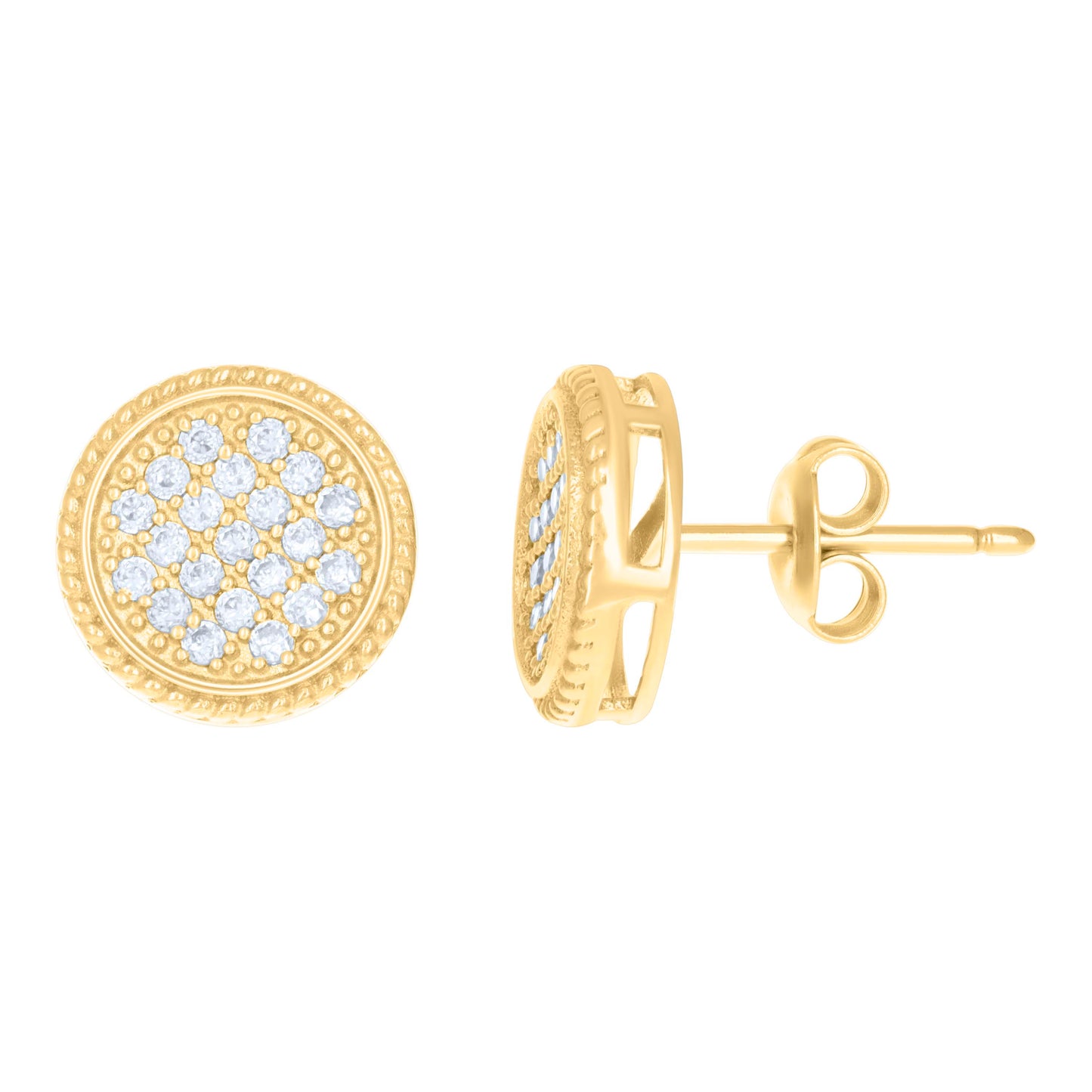 10k Yellow Gold Womens Cubic Zirconia Fashion Stud Earrings