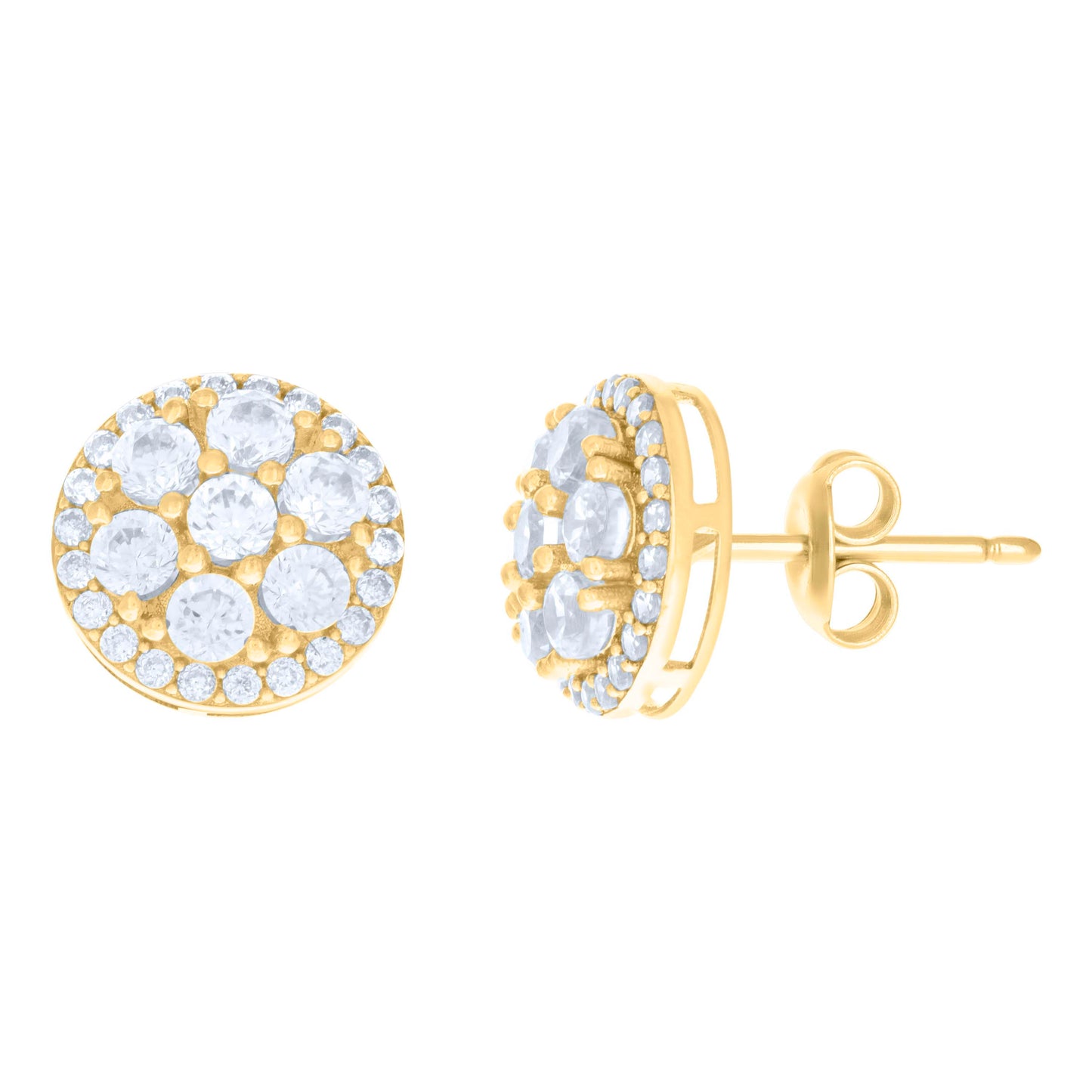 10k Yellow Gold Womens Cubic Zirconia Fashion Stud Earrings