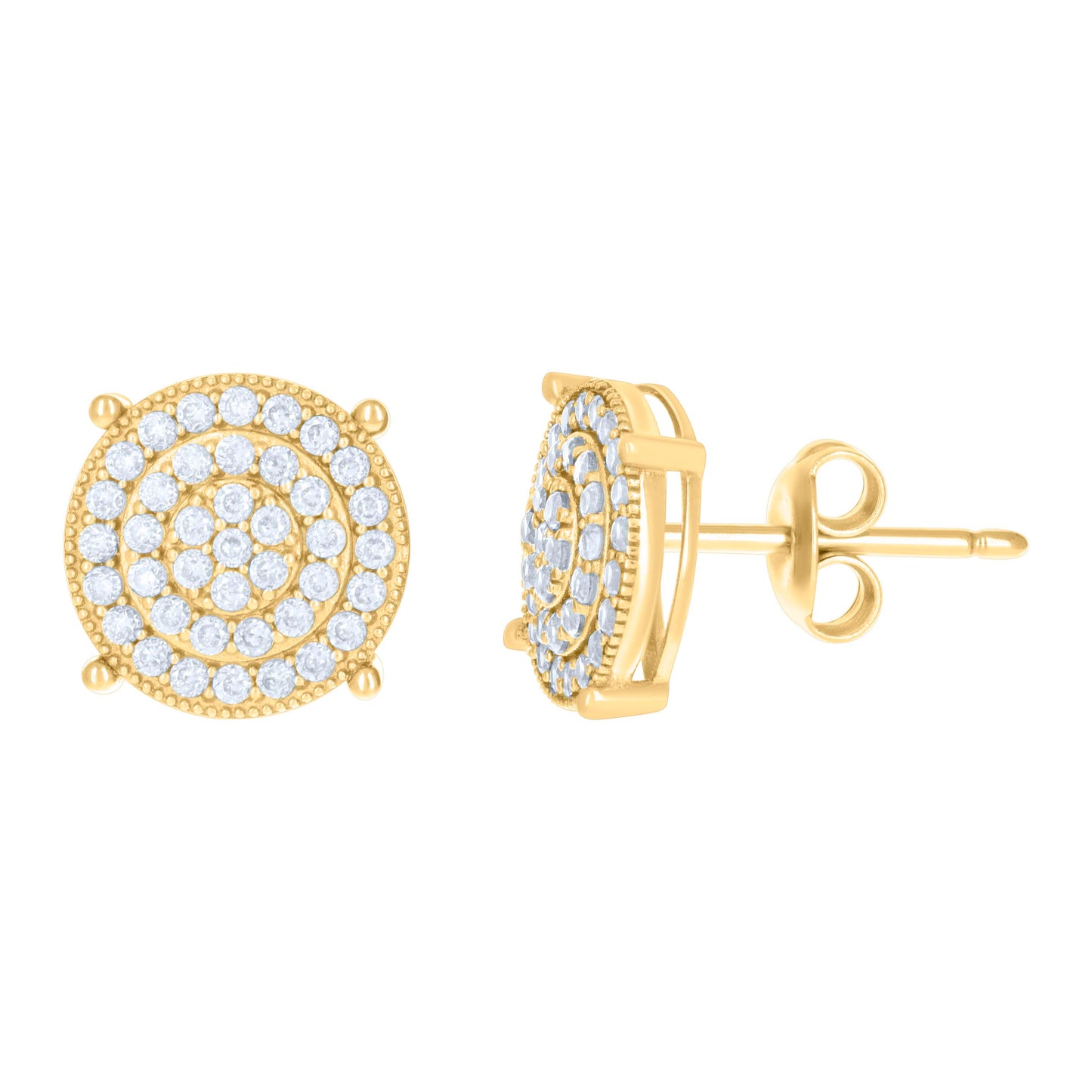 10k Yellow Gold Womens Cubic Zirconia Fashion Stud Earrings
