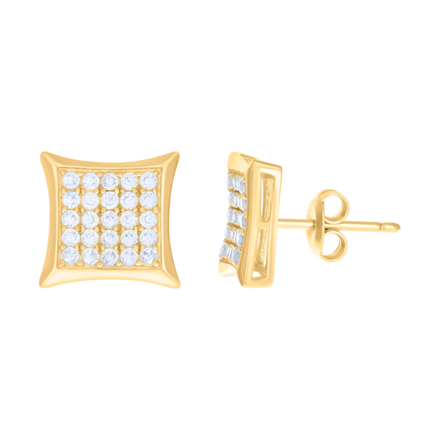 10k Yellow Gold Womens Cubic Zirconia Square Fashion Stud Earrings