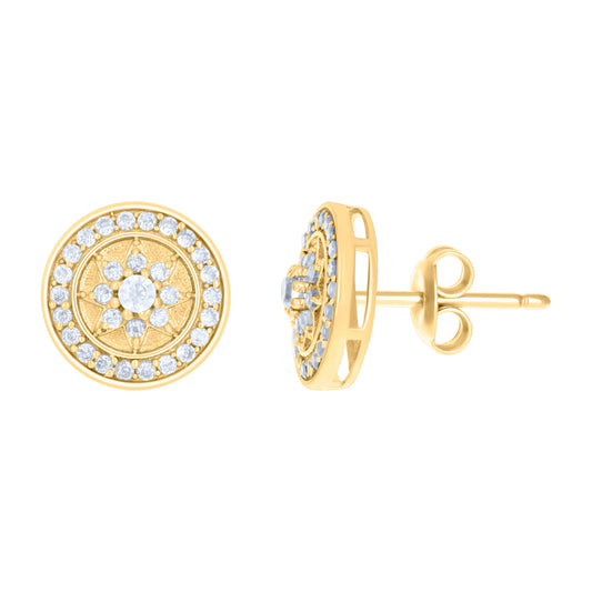 10k Yellow Gold Womens Cubic Zirconia Fashion Stud Earrings