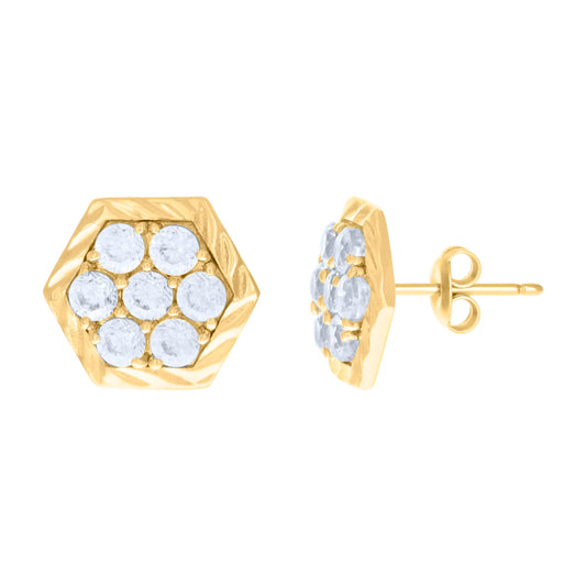 10k Yellow Gold Womens Cubic Zirconia Fashion Stud Earrings