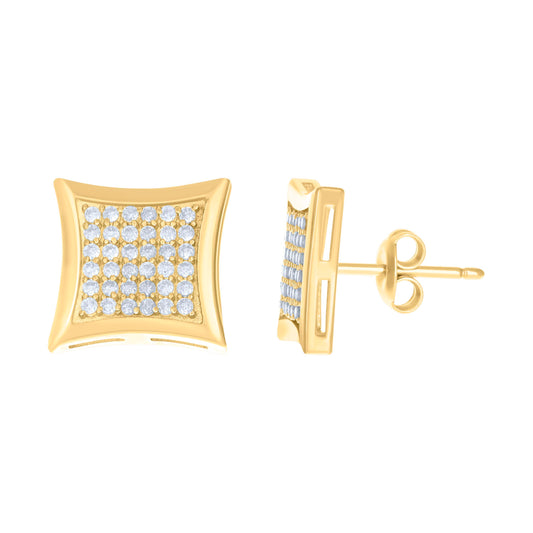 10k Yellow Gold Womens Cubic Zirconia Square Fashion Stud Earrings