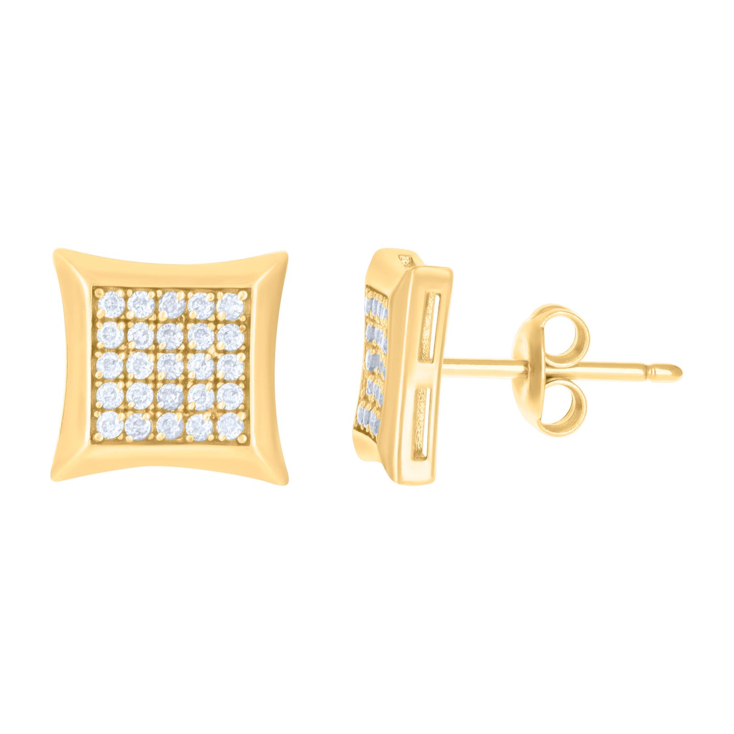 10k Yellow Gold Womens Cubic Zirconia Square Fashion Stud Earrings