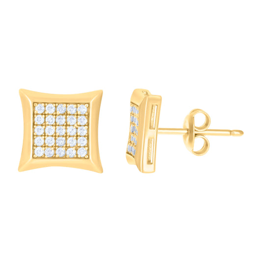 10k Yellow Gold Womens Cubic Zirconia Square Fashion Stud Earrings