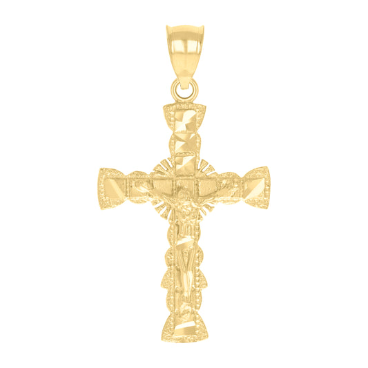 10kt Yellow Gold Womens Crucifix Cross Religious Charm Pendant